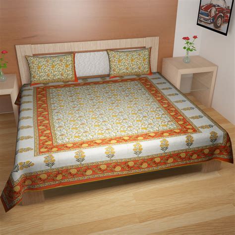 Buy Vihaan Fab India Jaipuri Traditional Printed Double Bed Sheet with ...