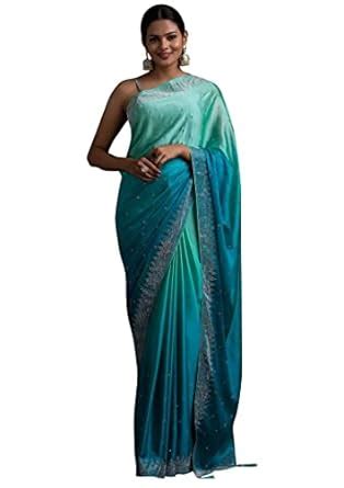Buy TRENDMALLS Women's Rangoli Silk Siroski Double Shade Saree with ...