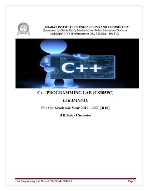 C++ LAB Manual (CS305PC) for II B.Tech I Semester - Studocu