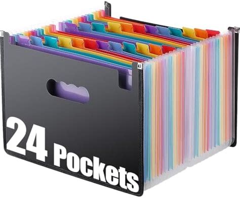 Expanding File Folder 24 Pockets, Multi-Color Accordion A4 Document ...
