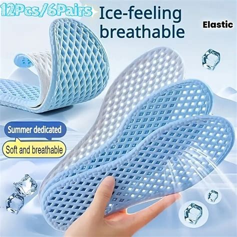 6 Pairs/12Pcs Summer Cooling Shoe Insoles, Barefoot Insoles, Sweat ...