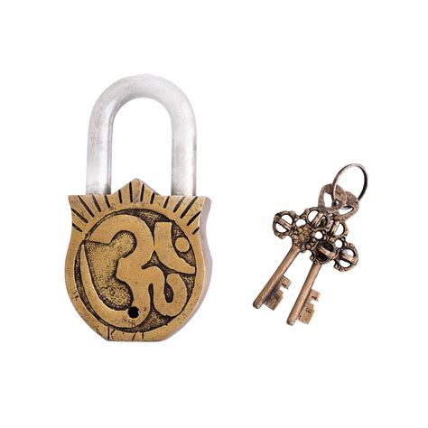 Brass Saraswati Door Lock With Two Keys (4.5 Inch) – Vedansh Craft