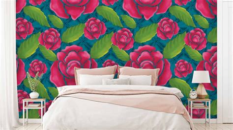 Pink Rose Green Blue Background Wallpaper – Myindianthings