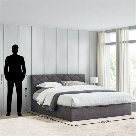 Buy Connect Diamond Queen Bed with Hydraulic Storage - Grey from Home ...