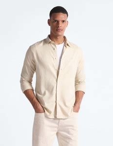 FLYING MACHINE Men Self Design Casual Beige Shirt - Buy FLYING MACHINE ...