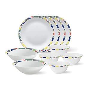 Larah by BOROSIL Tiara Series Garnet Opalware Dinner Set | 10 Piece for ...