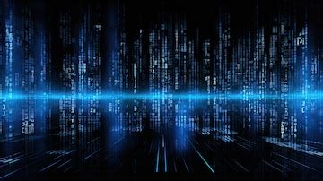 Blue digital binary data coding and cyber communication in cyberspace ...