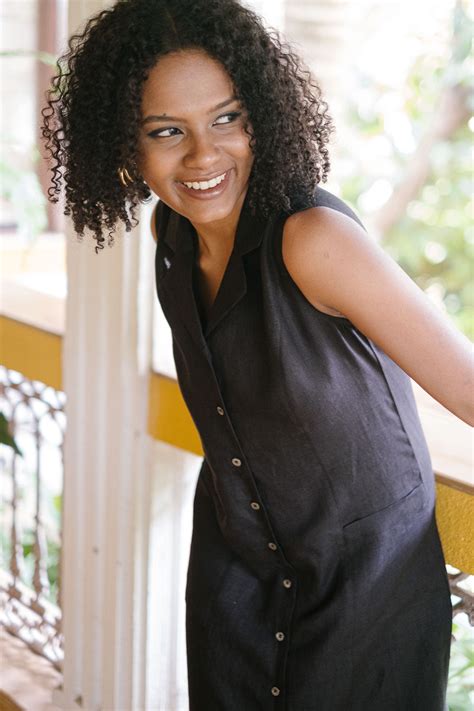 Women Dress | The Linen Notch Collar Dress Midnight Black