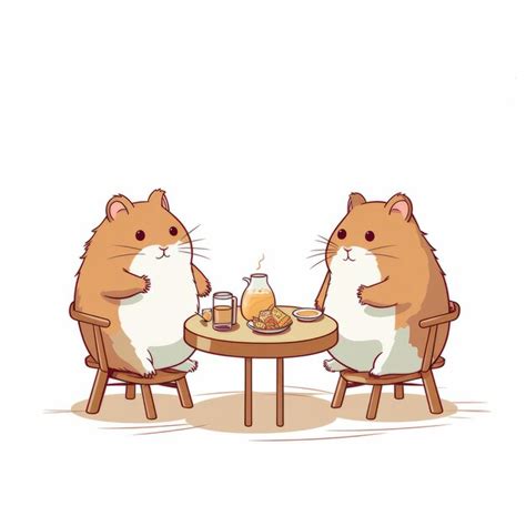 Whimsical hamsters enjoying a tea party on chairs | Premium AI ...
