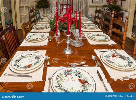 Formally Set Dining Table at Christmas Stock Photo - Image of festive ...