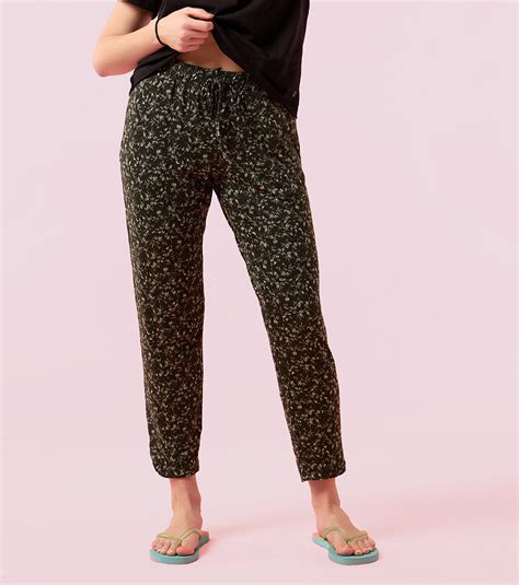 Enamor Mid Rise 7/8th length Drawstring Closure Shop In Pants for Wome