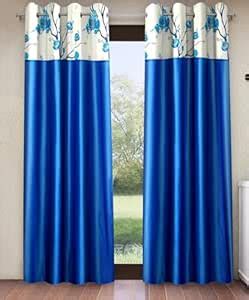 Fashion String 2 Pieces 3D Tulip Patch Grommet Polyester Door Curtains ...
