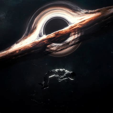 Gargantua black hole Wallpaper 4K, Astronaut, Interstellar, Cosmos
