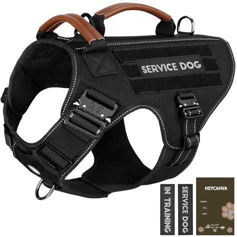 Service Dog Vest - HEYCAHVA Tactical Dog Harness Full Metal Buckles Dog ...