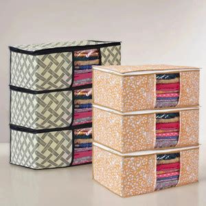 MERAO Garment Cover Non Woven Saree Cover Storage Zipper Bag Organiser ...