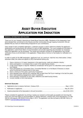 Fillable Online acainternational Asset buyer executive application for ...