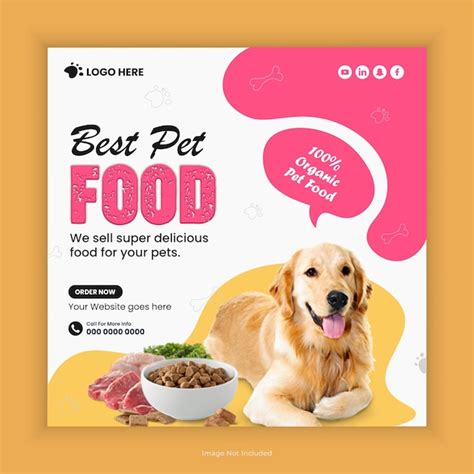 Pet food social media post design or dog food store instagram square ...