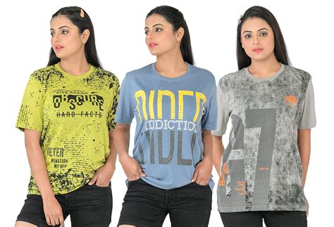 Buy SHAUN Women T-Shirt (N704W3_A38_Multicolored_Small_Pack of 3) at ...