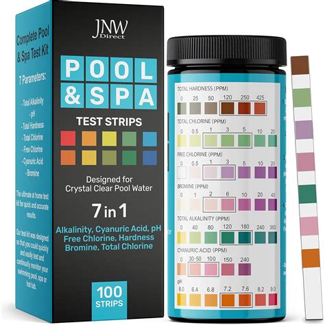 7-Way Pool Test Strips, 100 Quick & Accurate Pool and Spa Test Strips ...