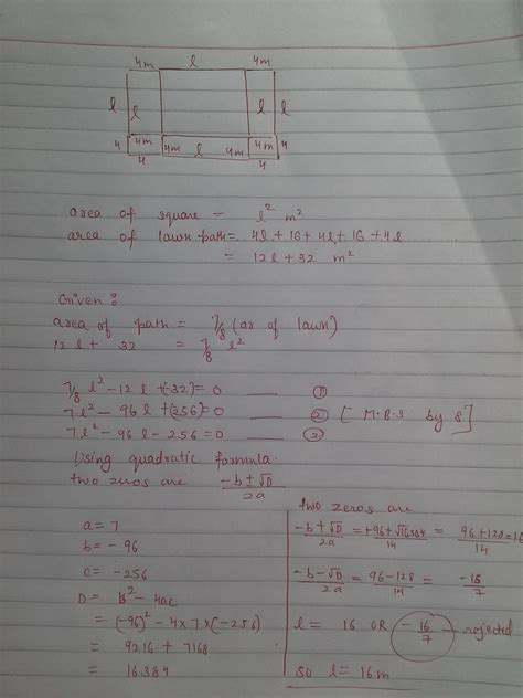 a square lawn is bounded on three sides by a path 4m wide. If the area ...