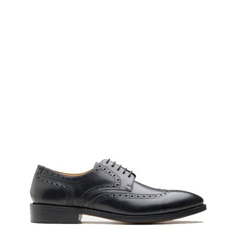 Men Wingtip Leather Formal Derby Black Shoe
