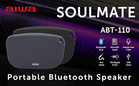 Aiwa Soulmate (Black) ABT-110 Portable Bluetooth Speaker with Built-in ...