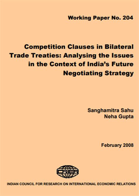 Competition Clauses in Bilateral Trade Treaties: Analysing the Issues ...