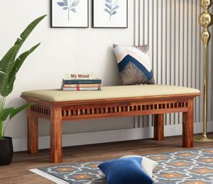 Mywood Sheesham Wood Bench for Living Room Home Furniture Wooden 3 ...