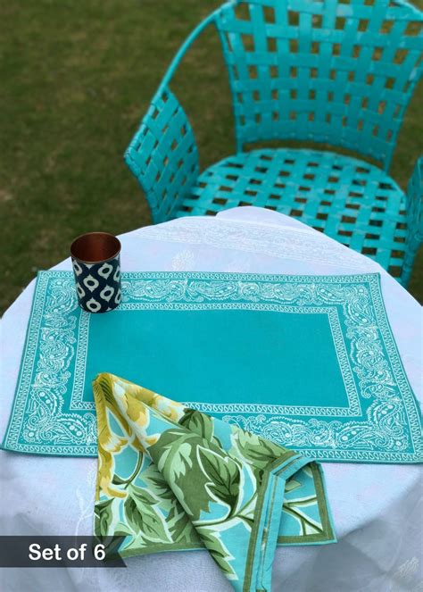 Get Paisley Border Printed Table Mat With Napkins - Set of 6 at ₹ 640 ...