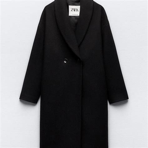 Zara wool blend black coat Long black coat Oversized... - Depop