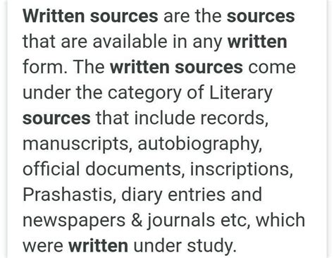 defination of written sources - Brainly.in