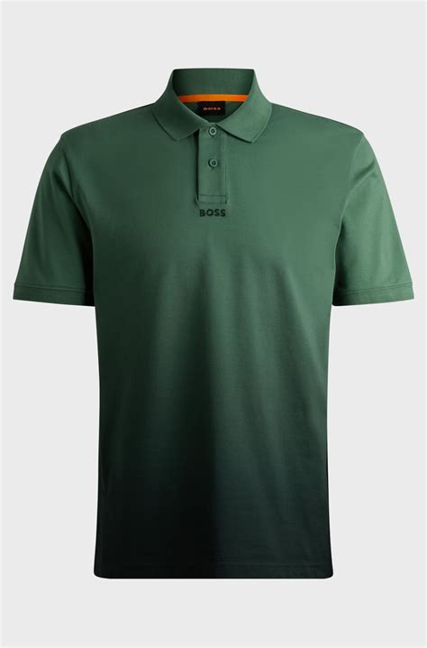 BOSS - Cotton-piqué polo shirt with dip-dye finish - Green