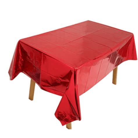 Metallic Foil Rectangle Disposable Table Cover – Red