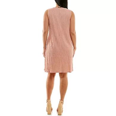 Women's Nina Leonard Sleeveless Textured Trapeze Dress