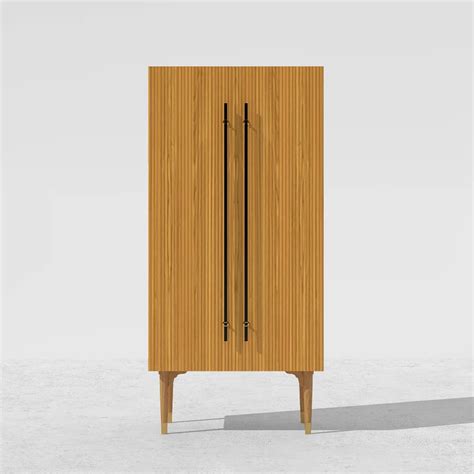Fluted Armoire Wardrobe Closet Cherry Clothing Organizer Cabinet With ...