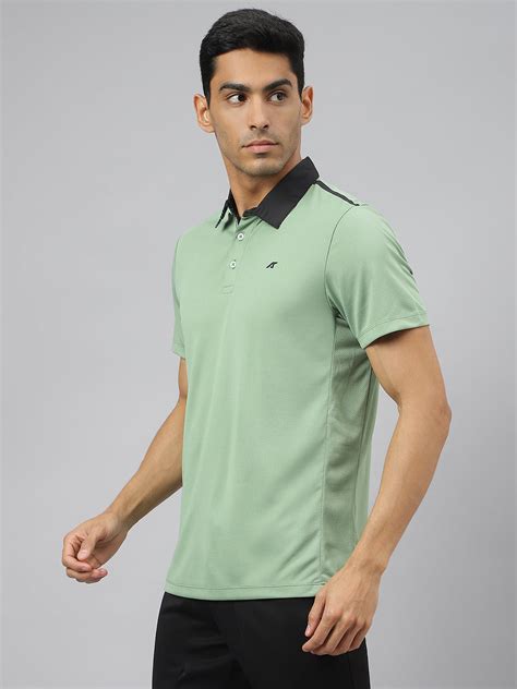 Alcis Men Frost Green Train-Tech Anti-Static Slim-Fit Training Polo T-