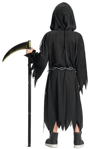 Kids Grim Reaper Robe Scythe Chains Set Halloween Costume Death ...