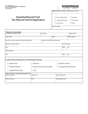 Gasoline/Special Fuel Tax Refund Permit Application (DR 7189 ...