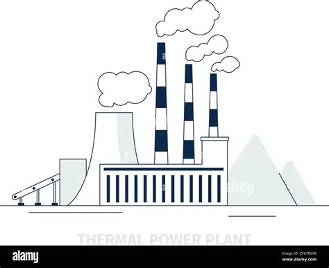 Thermal power plant line icon. Electricity industry Stock Vector Image ...