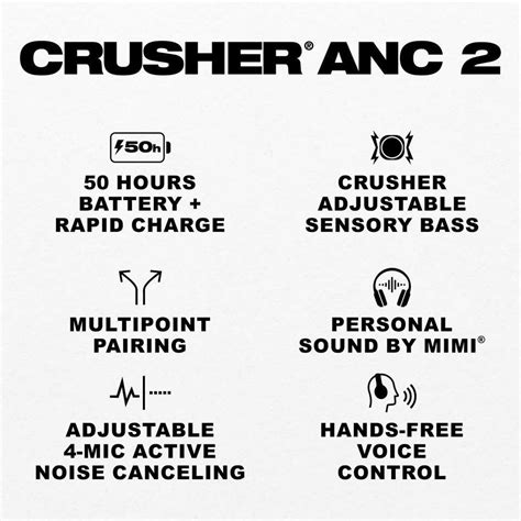 Skullcandy Crusher ANC 2 4-Mic Adjustable Sensory Bass, Dual Pairing ...