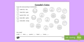 Canadian Money Worksheet | Canada's Coins | Twinkl CA