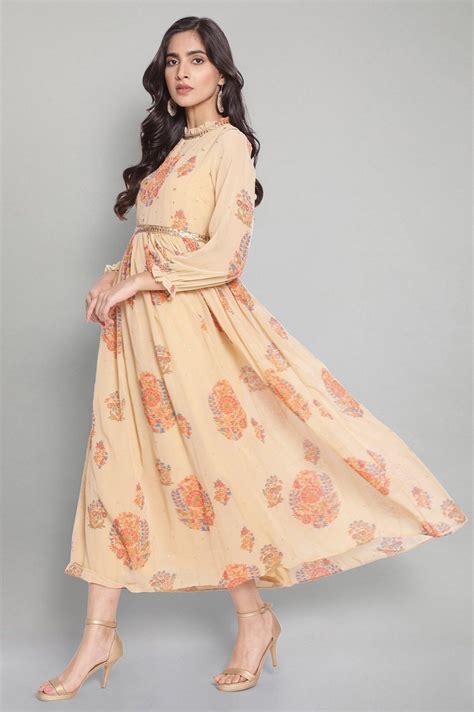 Buy Yellow Floral Print Flared Victorian Dress @ 6999 | W for woman ...
