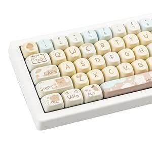 COOMICKEY Keycaps 131 Keys, Dye Sub PBT Custom Keycap Set, Yellow Cute ...