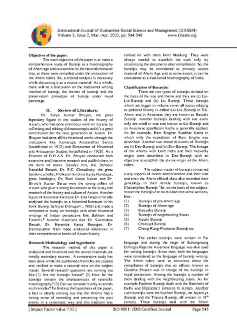 Buranji: An Analytical Study of Ahom Historiography (IJHSSM Vol 3 ...