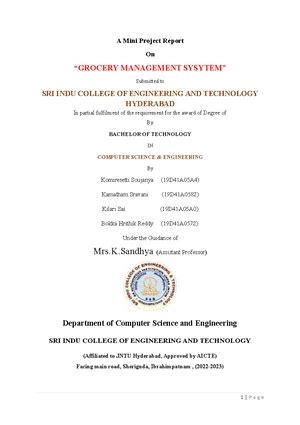 Grocery management system mini proj - A Mini Project Report On “GROCERY ...