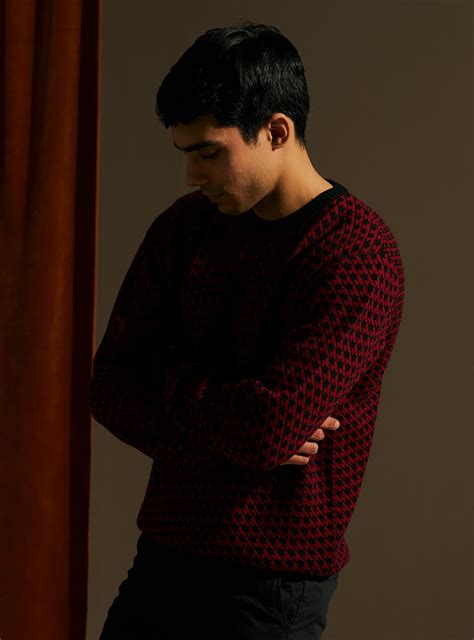 Buy Crimson Jacquard Pullover | Casual Red Jacquard Shirts for Men ...