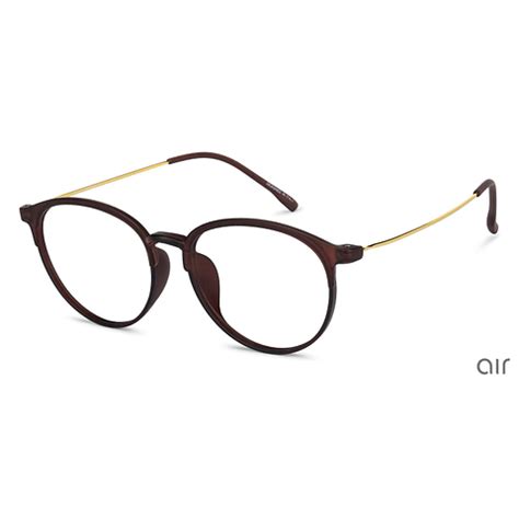 Buy Matte Brown Gold Brown Full Rim Round Lenskart Air Online Air ...
