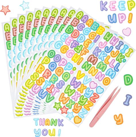 Amazon.com: 10 Sheets Colorful Letter Stickers for Kids 890 Alphabet ...