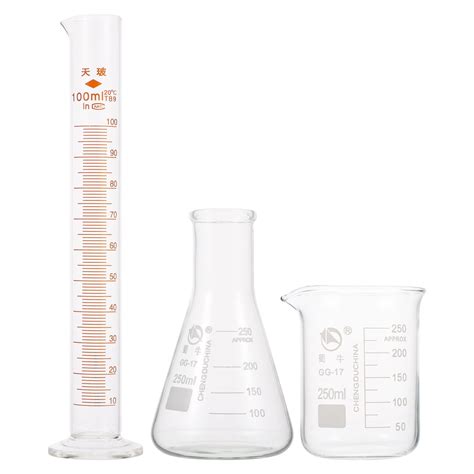 Buy 1Set Glass Graduated Cylinder Set Glass Measuring Beaker Thick ...