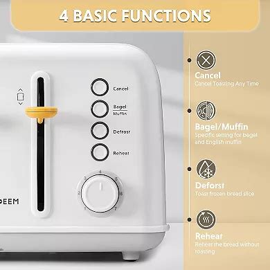 Buydeem Dt640 Colorful Metal 4-slice Toaster Extra Wide Slots Retro ...